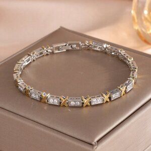 Luxury Fantasy Mixed silver & gold Color Women's Criss-Cross Bracelet